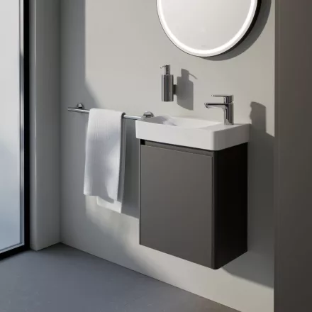 Laufen Pro X 1 ajtós fali alsószekrény porcelán kézmosóval 48x60 cm, jobbos/szürke kivitelben