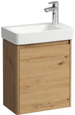 Laufen Pro X 1 ajtós fali alsószekrény porcelán kézmosóval 48x60 cm, jobbos/vad tölgy kivitelben