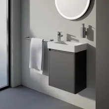 Laufen Pro X 1 ajtós fali alsószekrény porcelán kézmosóval 48x60 cm, traffic szürke kivitelben.