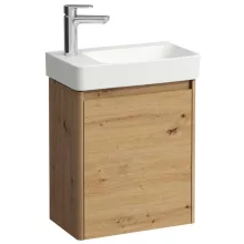 Laufen Pro X 1 ajtós fali alsószekrény porcelán kézmosóval 48x60 cm, balos/vad tölgy kivitelben
