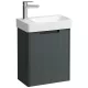 Laufen Pro X 1 ajtós fali alsószekrény bordázott előlappal és porcelán kézmosóval 48x60 cm, balos/szürke kivitelben
