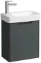 Laufen Pro X 1 ajtós fali alsószekrény bordázott előlappal és porcelán kézmosóval 48x60 cm, balos/szürke kivitelben
