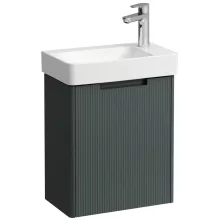 Laufen Pro X 1 ajtós fali alsószekrény bordázott előlappal és porcelán kézmosóval 48x60 cm, jobbos/szürke kivitelben