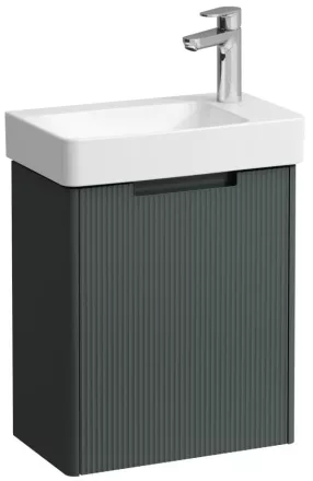Laufen Pro X 1 ajtós fali alsószekrény bordázott előlappal és porcelán kézmosóval 48x60 cm, jobbos/szürke kivitelben