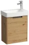 Laufen Pro X 1 ajtós fali alsószekrény bordázott előlappal és porcelán kézmosóval 48x60 cm, jobbos/vad tölgy 