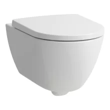 Laufen Pro X kompakt csendes öblítésű fali kerámia WC csésze lassan záródó Duroplast ülőkével, fehér.