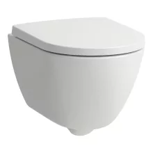 Laufen Pro X kompakt csendes öblítésű fali kerámia WC csésze lassan záródó Duroplast ülőkével, fehér kivitelben.