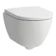 Laufen Pro X kompakt csendes öblítésű fali kerámia WC csésze lassan záródó Duroplast ülőkével, fehér kivitelben.
