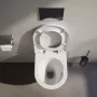 Laufen Pro X kompakt csendes öblítésű fali kerámia WC csésze lassan záródó Duroplast ülőkével, matt fekete kivitelben.
