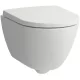 Laufen Pro X kompakt csendes öblítésű fali kerámia WC csésze lassan záródó Duroplast ülőkével, matt fehér kivitelben.