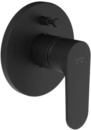 Laufen Pro X falba süllyesztett egykaros kádcsaptelep beépített biztonsági rendszerrel, matt fekete kivitelben.