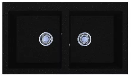 LUNART Charlotte kétmedencés gránit mosogató, Black 5999123000439