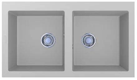 LUNART Charlotte kétmedencés gránit mosogató, Pearl White 5999123000460