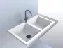 LUNART Charlotte kétmedencés gránit mosogató, Pearl White 5999123000460