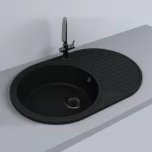   LUNART Fernanda egymedencés gránit mosogató csepptálcával, Black 5999123000514