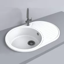   LUNART Fernanda egymedencés gránit mosogató csepptálcával, Pearl White 5999123000545