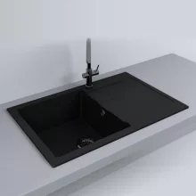   LUNART Arwen egymedencés gránit mosogató csepptálcával, Black 5999123000552