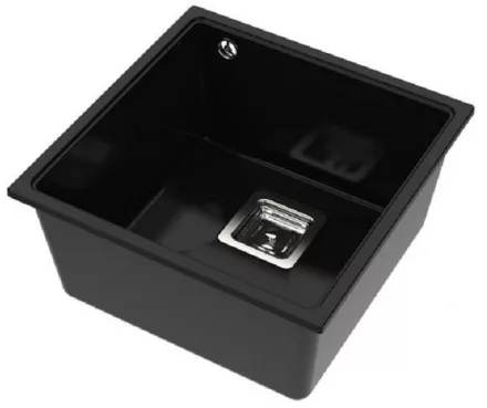 LunArt Basic Bende gránit mosogató 42x42 cm, csapfurat nélkül, midnight black 5999123007520