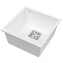   LunArt Basic Bende gránit mosogató 42x42 cm, csapfurat nélkül, fehér 5999123007568