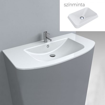 LunArt Dea 1000 beépíthető mosdó, túlfolyóval és csapfurattal, matt fehér 5999123011343