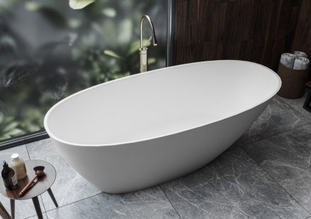 LunArt Sadie szabadonálló fürdőkád 1685x760 mm, túlfolyó nélkül, matt fehér 5999123014269