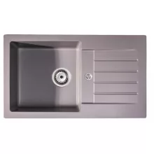   LunArt Basic Lotti egymedencés gránit mosogató csepptálcával 77x45 cm, csapfurat nélkül, szürke 5999861632022