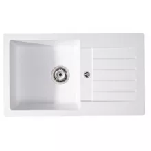   LunArt Basic Lotti egymedencés gránit mosogató csepptálcával 77x45 cm, csapfurat nélkül, fehér 5999861632046