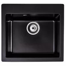   LunArt Basic Lily egymedencés gránit mosogató 48,5x45 cm, csapfurat nélkül, midnight black 5999861632060