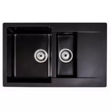   LunArt Basic Gery gyümölcsmosós gránit mosogató csepptálcával 79,5x49,5 cm, midnight black 5999861632220