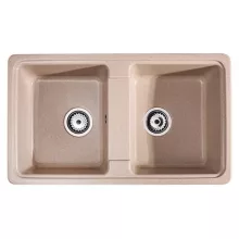   LunArt Basic Nolen kétmedencés gránit mosogató 79,5x46 cm, csapfurat nélkül, beige 5999861632336