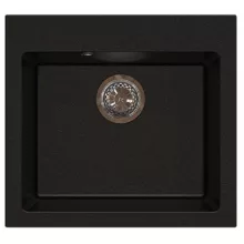   LunArt Basic Lily egymedencés gránit mosogató 48,5x45 cm, csapfurat nélkül, golden black 5999861632527