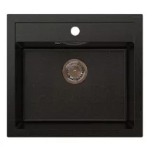   LunArt Basic Cuki egymedencés gránit mosogató 56x51 cm, csapfurattal és túlfolyóval, golden black 5999861632534