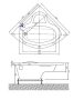 M-Acryl Ida 120x120 akril sarokkád kádlábbal és peremrögzítővel 12003