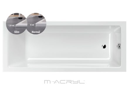 M-acryl Sandra Slim egyenes akril kád 170x70 cm, kádlábbal, fehér 12394