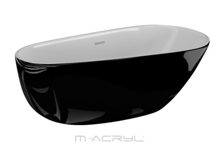 M-Acryl Belle akril kád fényes fekete előlappal 170x85, kádlábbal 12411