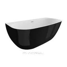   M-Acryl Avalon kád fényes fekete előlappal 170x80, Click-Clack lefolyóval és kádlábbal 12476