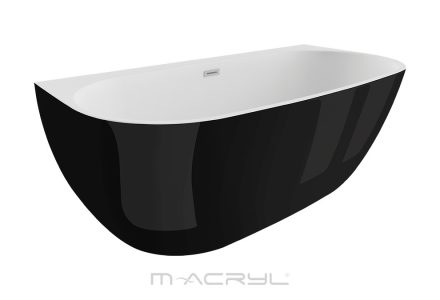M-Acryl Avalon kád fényes fekete előlappal 170x80, Click-Clack lefolyóval és kádlábbal 12476