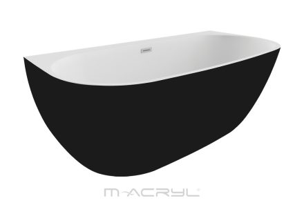 M-Acryl Avalon kád matt fekete előlappal 170x80, Click-Clack lefolyóval és kádlábbal 12477