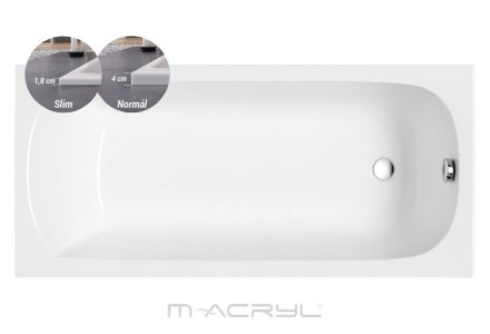 M-Acryl Mira Slim akril kád 170x70 kádlábbal és peremrögzítővel 12485