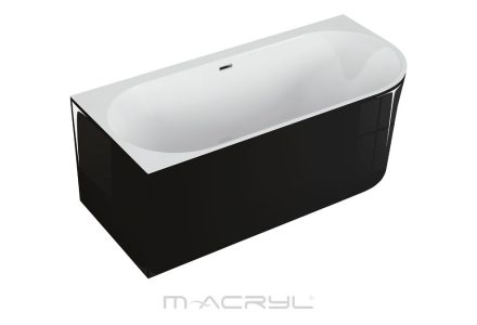 M-Acryl Balance balos akril kád 160x75 fekete előlappal, Click-Clack lefolyóval és kádlábbal 12492
