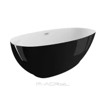   M-Acryl Zen akril kád 165x75 Click-Clack leeresztővel és kádlábbal fehér/fekete 12498