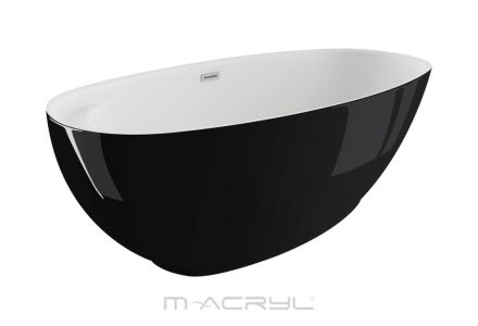 M-Acryl Zen akril kád 165x75 Click-Clack leeresztővel és kádlábbal fehér/fekete 12498