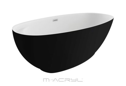 M-Acryl Zen akril kád 165x75 Click-Clack leeresztővel és kádlábbal fehér/matt fekete 12499