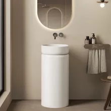   Marmy Palazzo Stand álló mosdó D40x85 öntött márvány túlfolyó nélkül, fényes fehér 30 1003 04 10 10