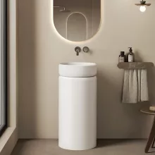   Marmy Palazzo Stand álló mosdó D40x85 öntött márvány túlfolyó nélkül, matt fehér 30 1006 04 10 11