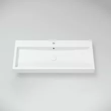   Marmy Bologna öntött márvány mosdó 100x42 cm, túlfolyóval, fényes fehér 622905101118