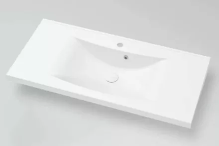 Marmy Claudia öntött márvány mosdó 100x48 cm, túlfolyóval, fényes fehér 622911101118