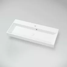   Marmy Savona mosdótál öntött márvány 100x45 cm, túlfolyóval, fényes fehér 622937101118