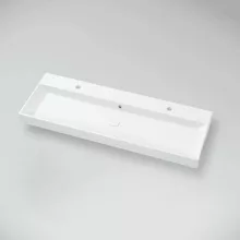   Marmy Savona öntött márvány mosdótál 125x45 cm, két csapfurattal, fényes fehér 622937131218