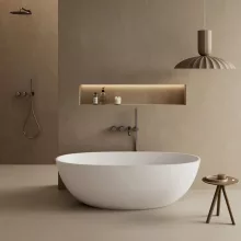   Marmy Escada szabadon álló kád 160x75 öntött márvány, matt fehér 6 301 76 16 10 30